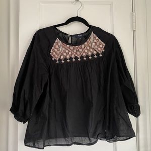 Madewell Black Embroidered blouse L/S